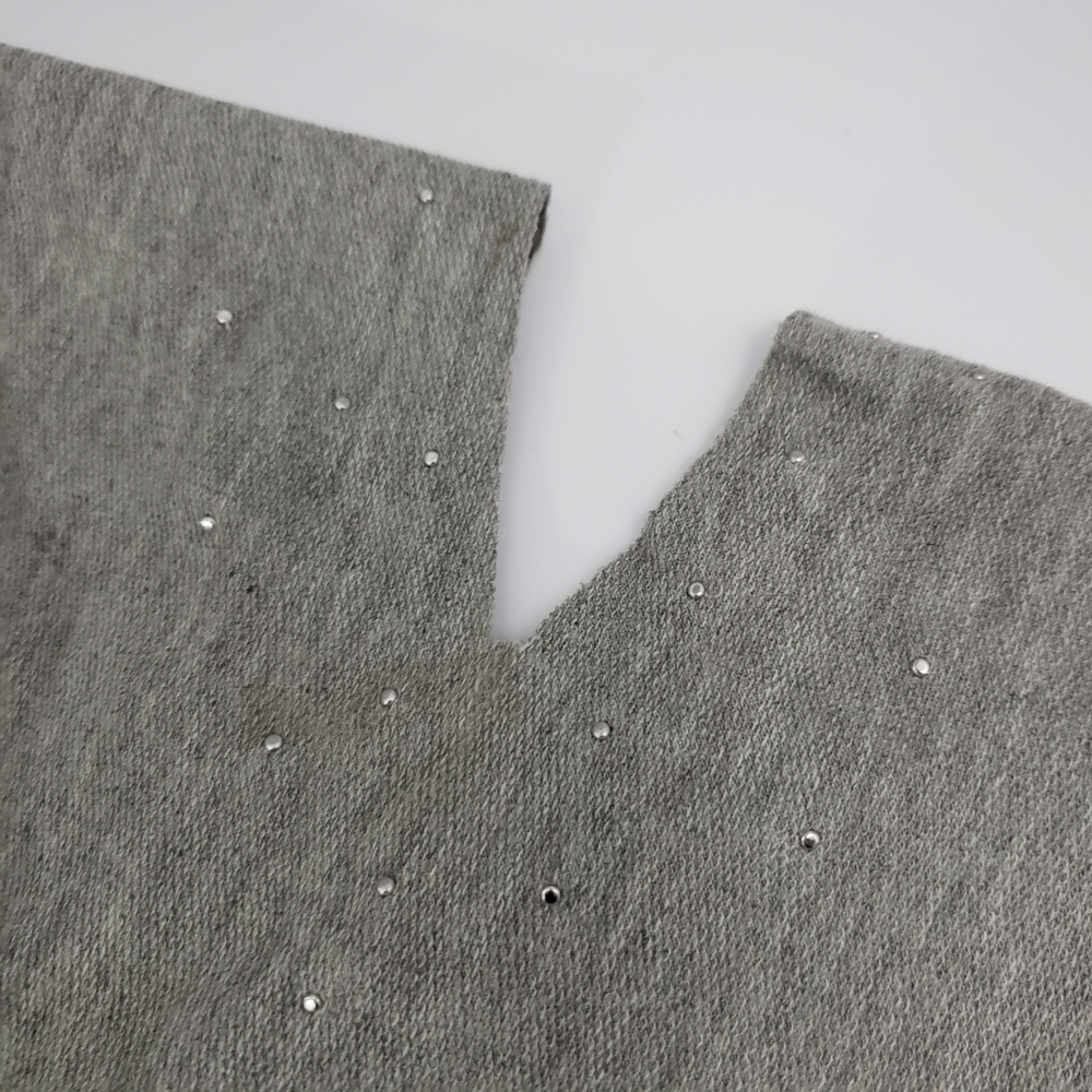 Gray Cut Out Sleeve Shirt/ Pearls and Studs - Picture 7 of 7